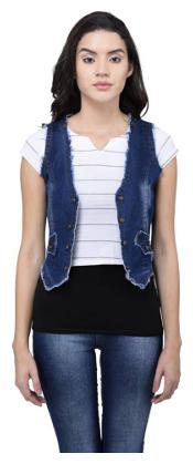 

Trendy Frog Women Rough look dark denim shrug Blue Small