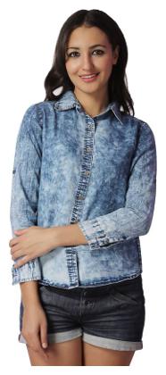 

Lady Bird Women Blue Solid Regular Fit Shirt