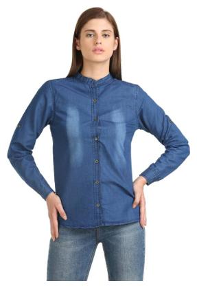 

Lady Bird Women Blue Printed Slim Fit Shirt