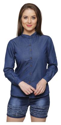 

Lady Bird Women Blue Printed Slim Fit Shirt