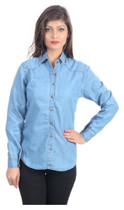 

Lady Bird Women Blue Solid Slim Fit Shirt