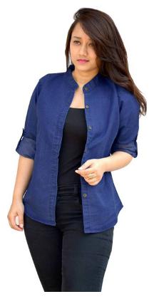 

Lady Bird Women Blue Printed Slim Fit Shirt