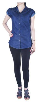 

Lady Bird Women Blue Solid Slim Fit Shirt