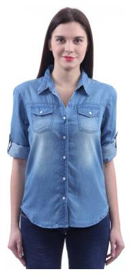 

Lady Bird Women Blue Printed Slim Fit Shirt