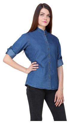 

Lady Bird Women Blue Solid Regular Fit Shirt