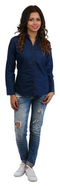 

Lady Bird Women Blue Solid Slim Fit Shirt