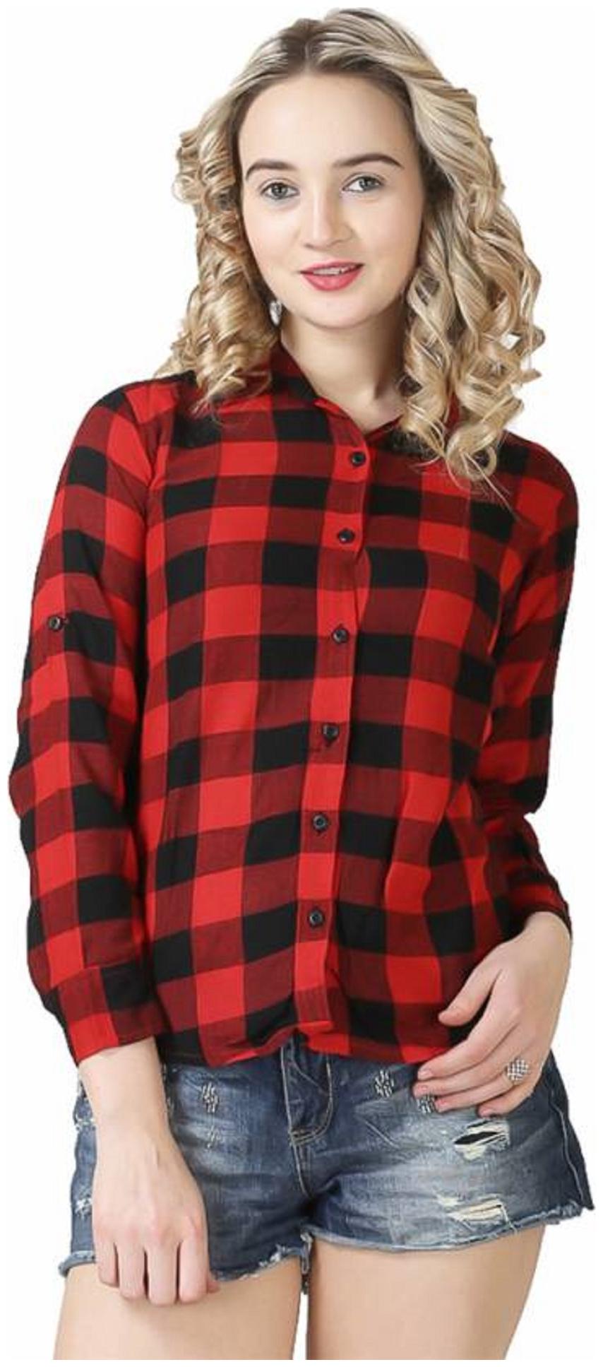 

Lady Bird Women Red Solid Regular Fit Shirt