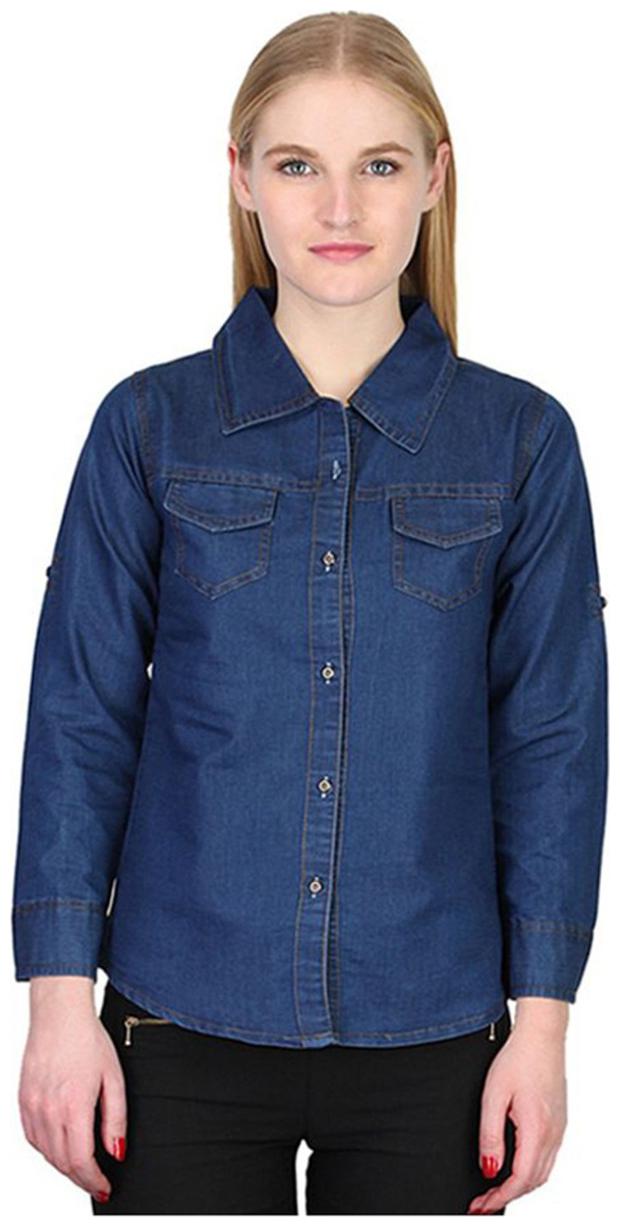 

Lady Bird Women Blue Solid Regular Fit Shirt