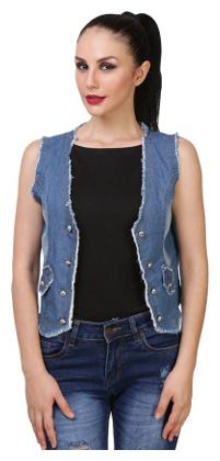 

Trendy Frog Women Light Denim Rough Shrug