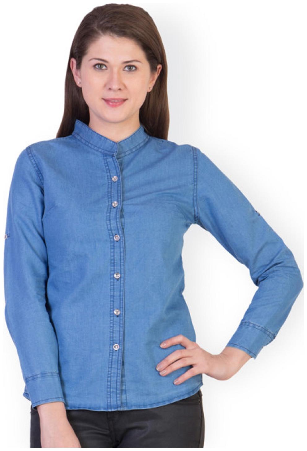 

Lady Bird Women Blue Solid Regular Fit Shirt