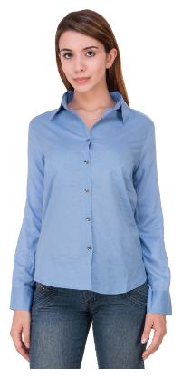 

Lady Bird Women Blue Solid Regular Fit Shirt