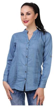 

Lady Bird Women Blue Printed Slim Fit Shirt