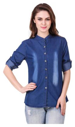 

Lady Bird Women Blue Solid Regular Fit Shirt