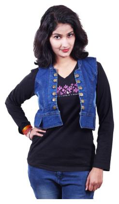 

Trendy Frog Women Button Denim Shrug