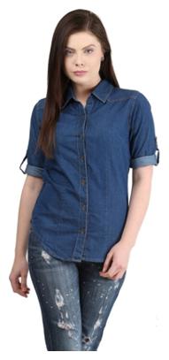 

Lady Bird Women Blue Solid Regular Fit Shirt