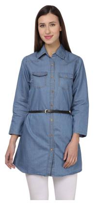 

Lady Bird Women Blue Solid Regular Fit Shirt
