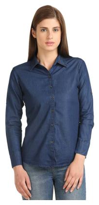 

Lady Bird Women Blue Solid Regular Fit Shirt