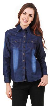

Lady Bird Women Blue Solid Regular Fit Shirt