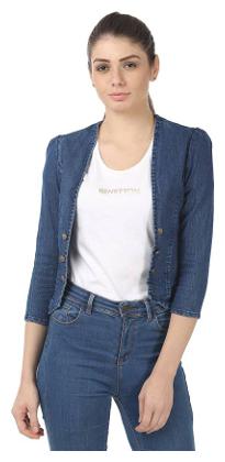 

Trendy Frog Women Button Dark Shrug Without Collar