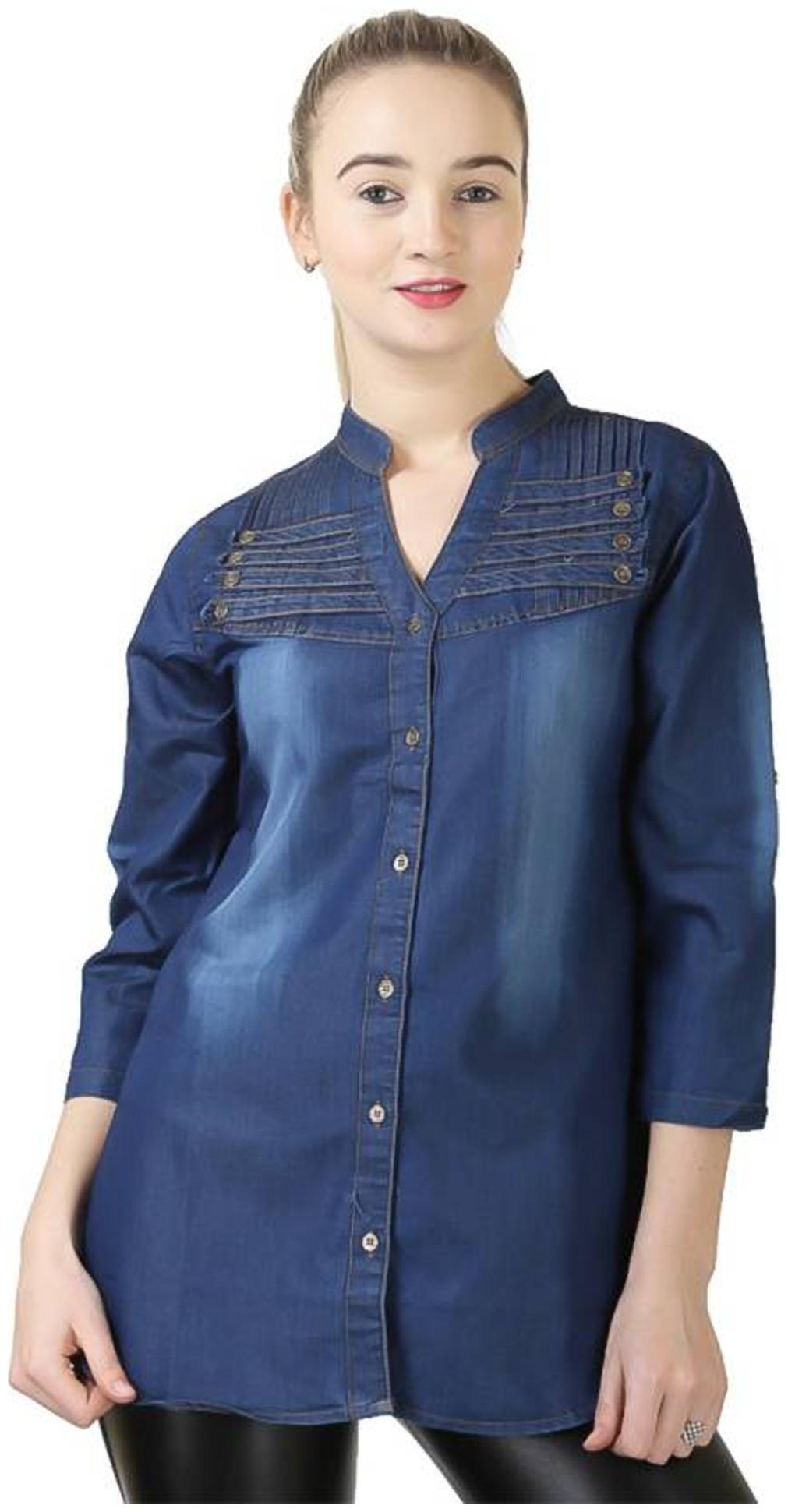 

Trendy frog Women Blue Printed Regular Fit Shirt