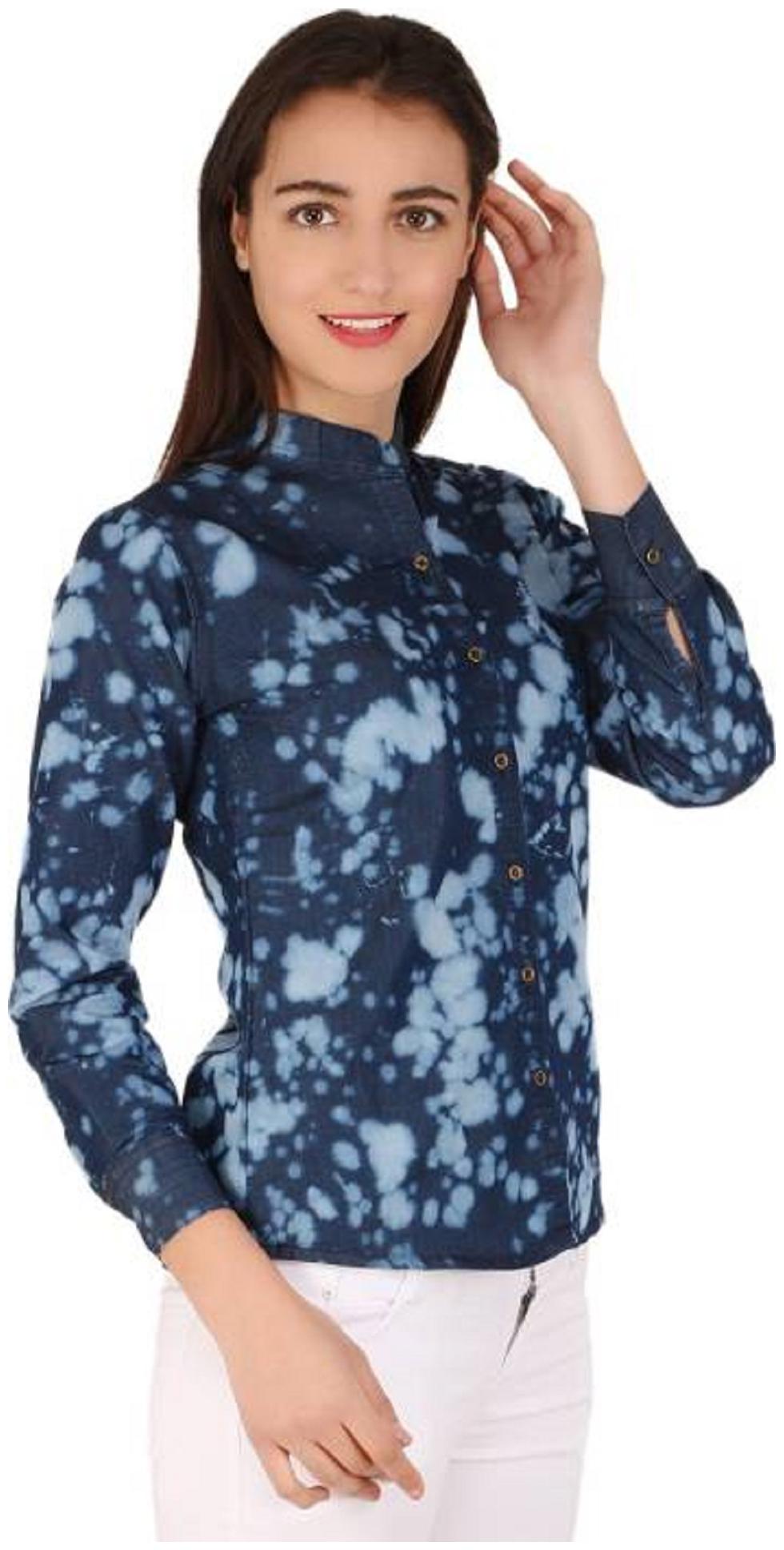 

Trendy frog Women Blue Solid Regular Fit Shirt