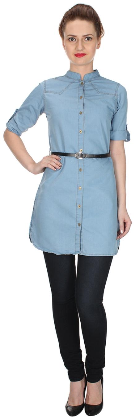 

Trendy frog Women Solid Regular top - Blue