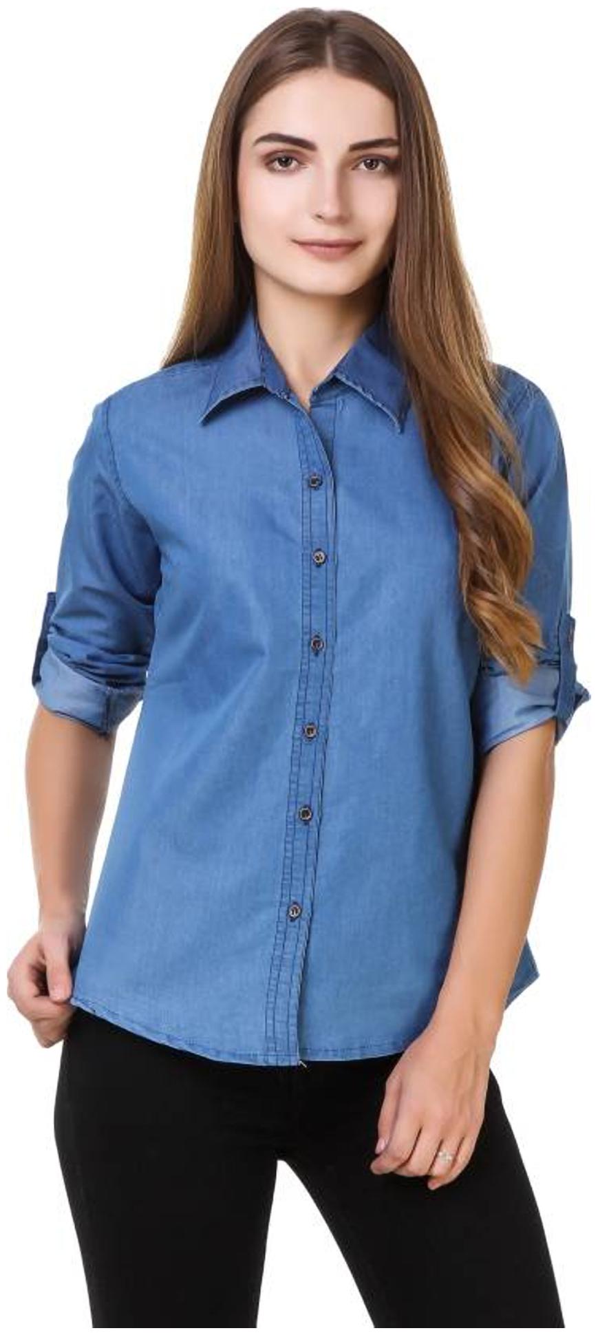 

Trendy frog Women Blue Striped Regular Fit Shirt