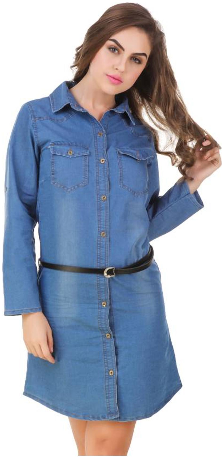 

Trendy Frog Women light Monk TP Denim Tunic top Blue Medium