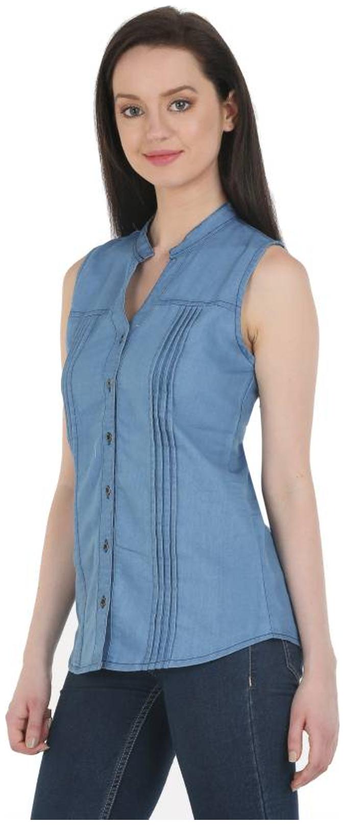 

Trendy frog Women Solid A-line top - Blue