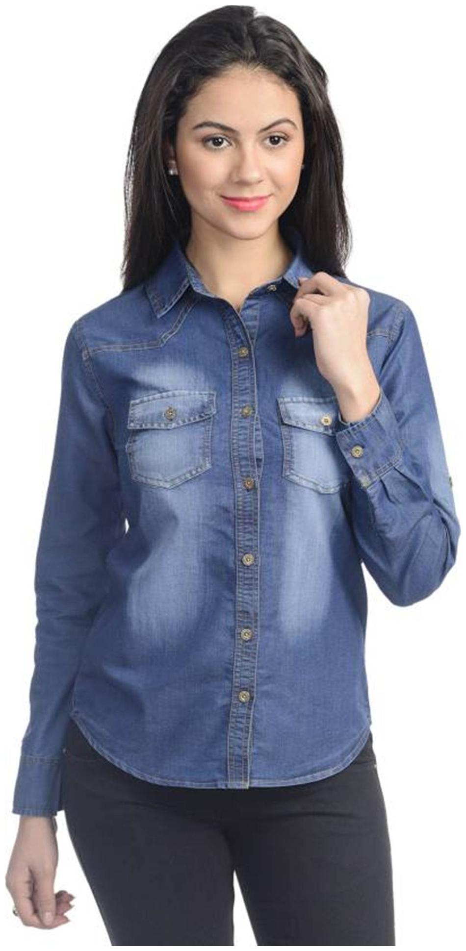 

Trendy frog Women Blue Floral Regular Fit Shirt