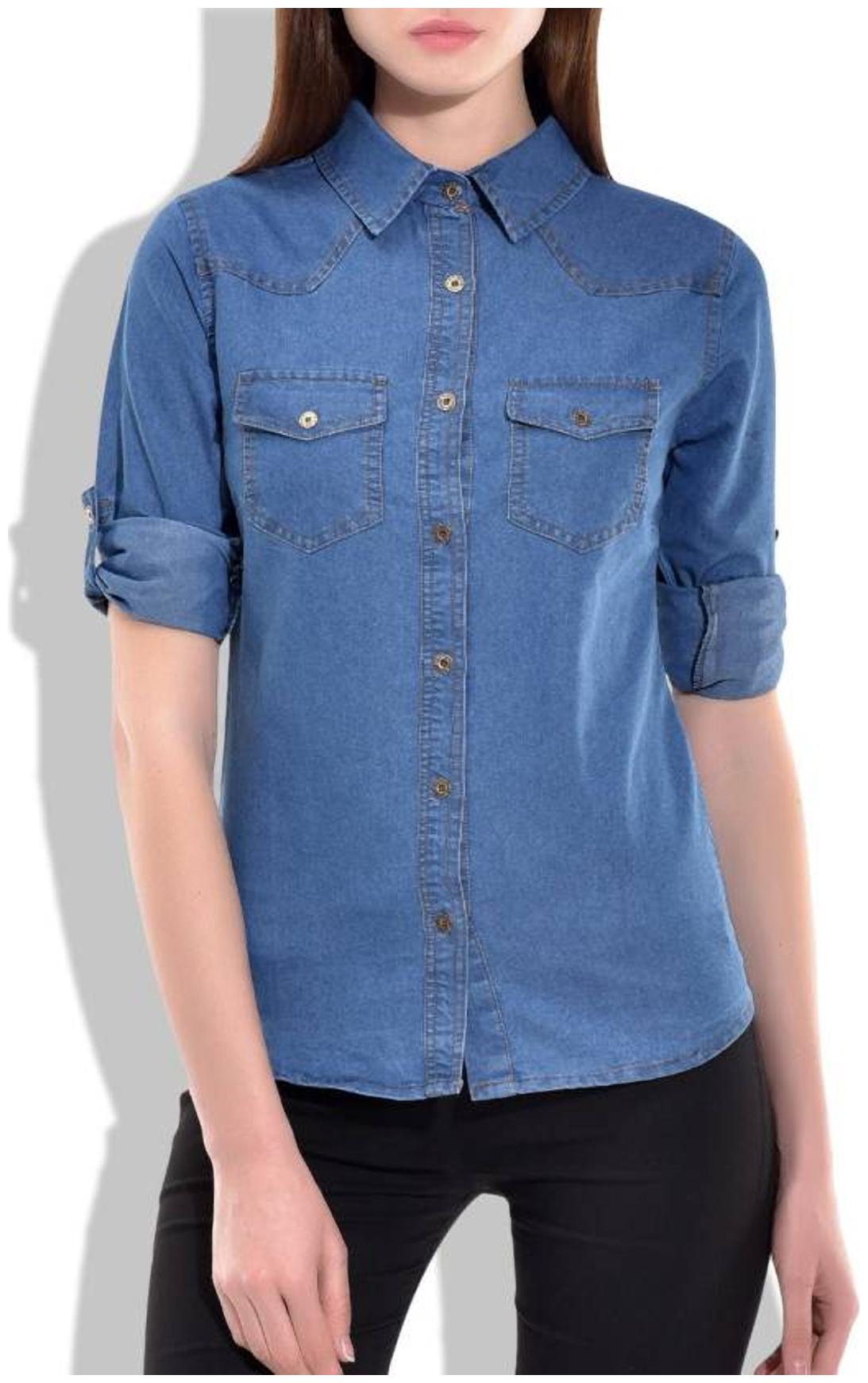 

Trendy frog Women Blue Solid Regular Fit Shirt