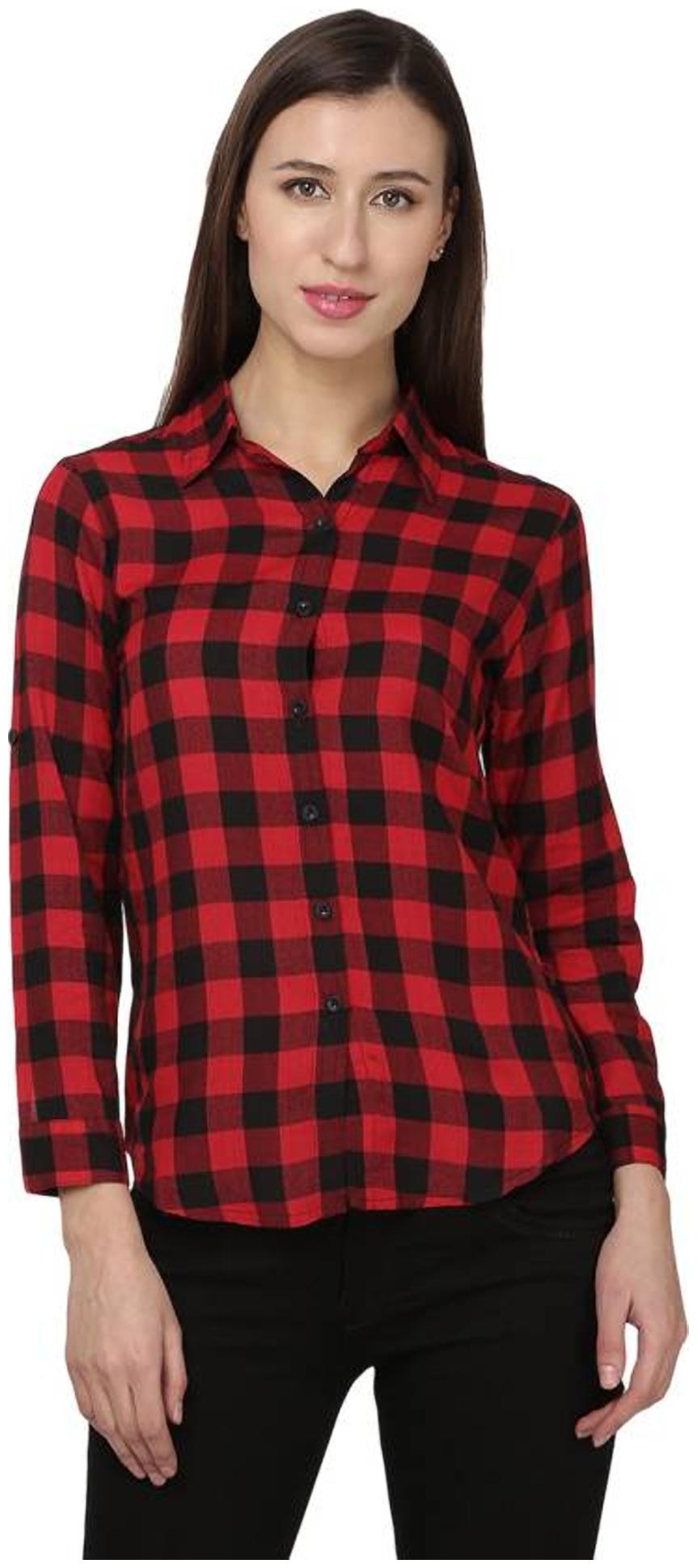 

Trendy frog Women Red Floral Regular Fit Shirt