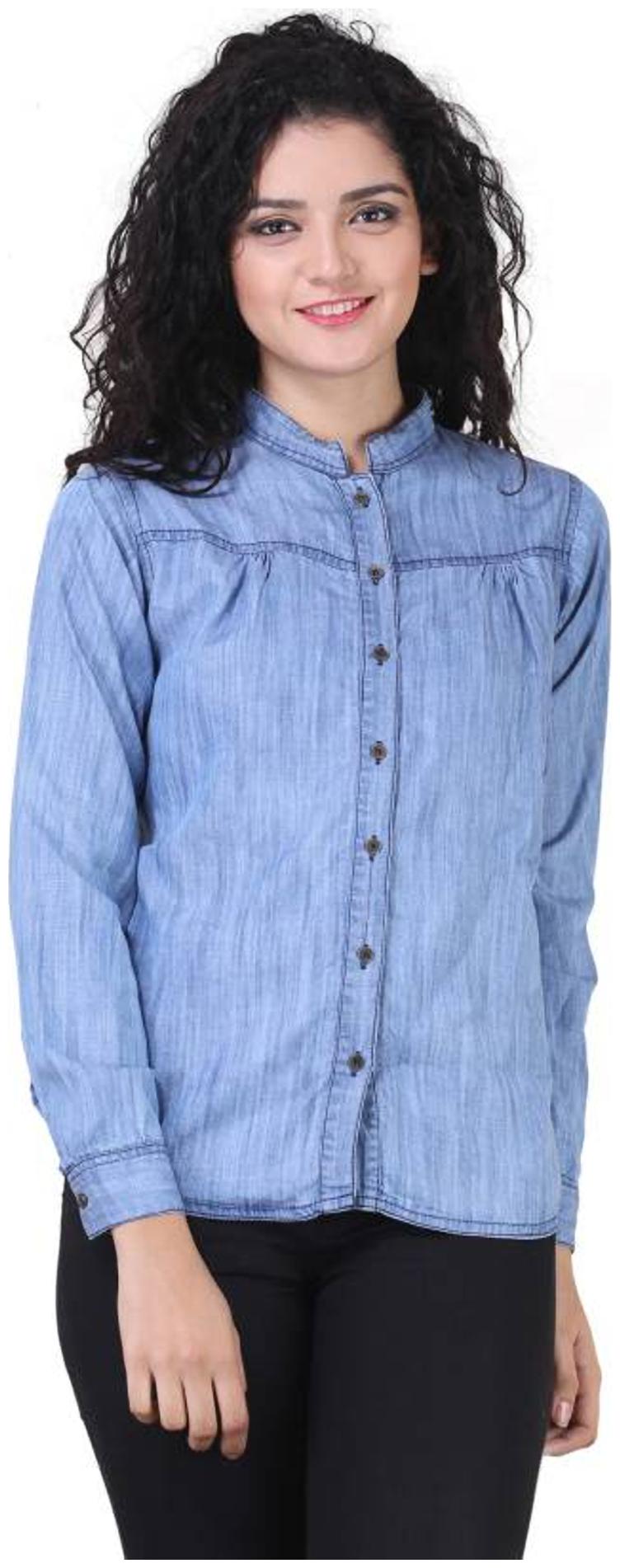 

Trendy frog Women Blue Solid Regular Fit Shirt