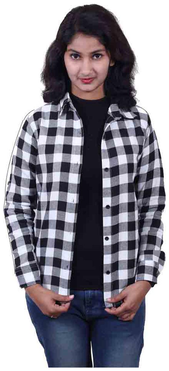 

Trendy frog Women Grey Checked Slim Fit Shirt