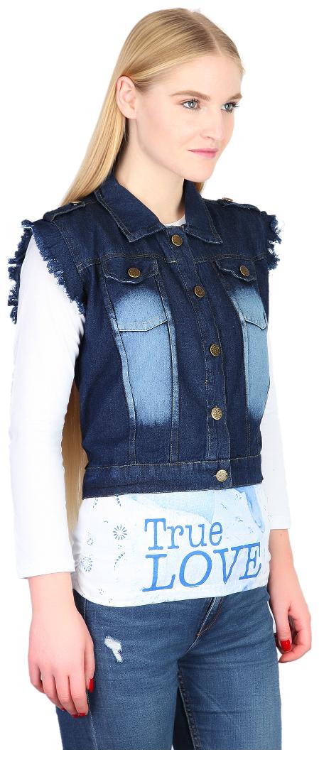 

Trendy Frog Women Sleeveless Denim Jacket Blue X-Large Size