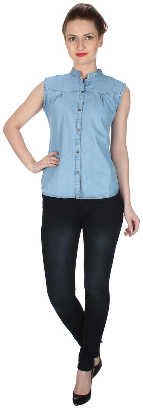 

Trendy frog Women Solid A-line top - Blue
