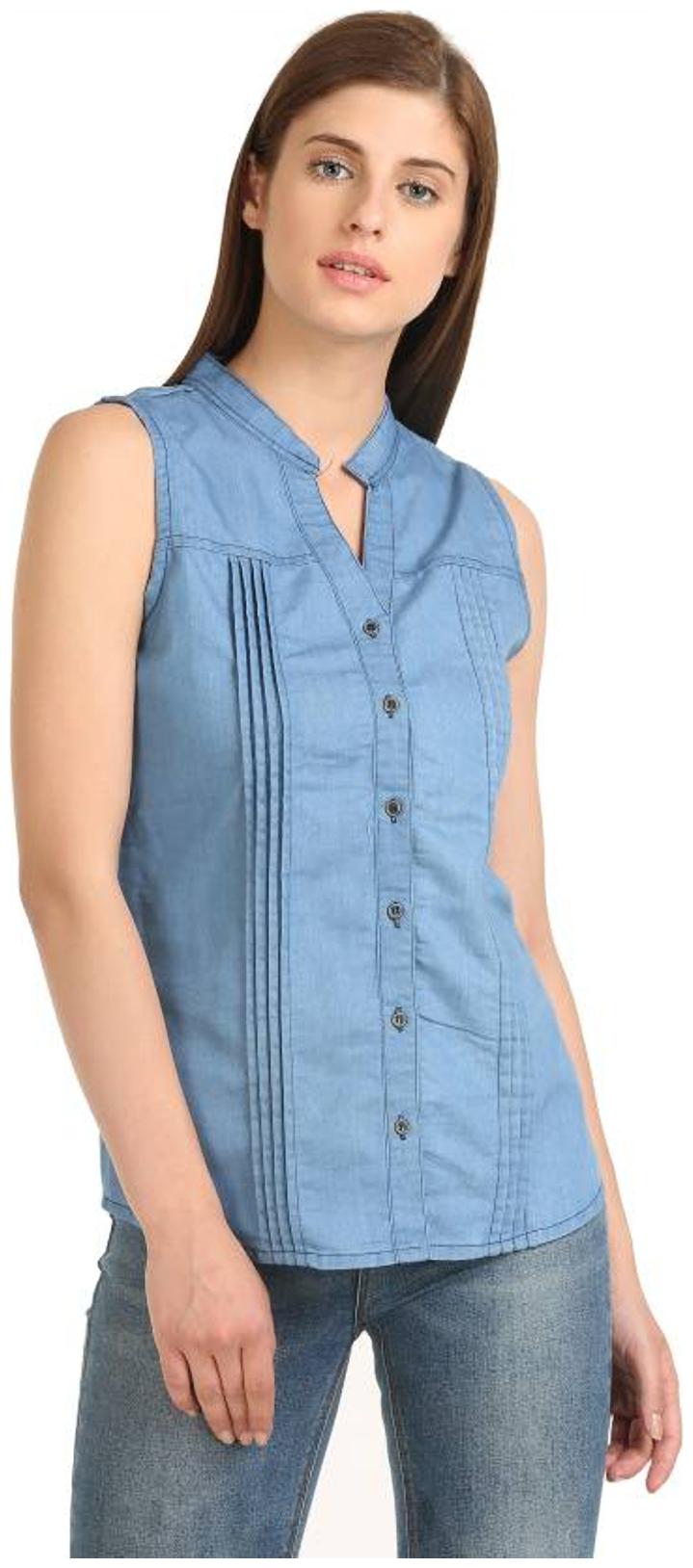 

Trendy frog Women Solid A-line top - Blue