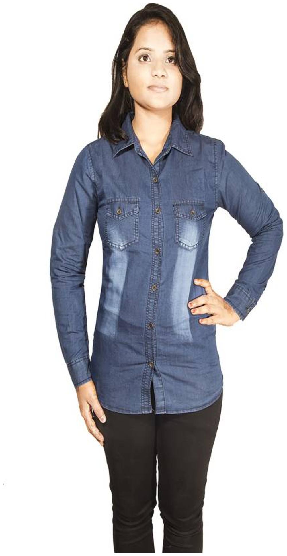 

Trendy frog Women Blue Solid Regular Fit Shirt