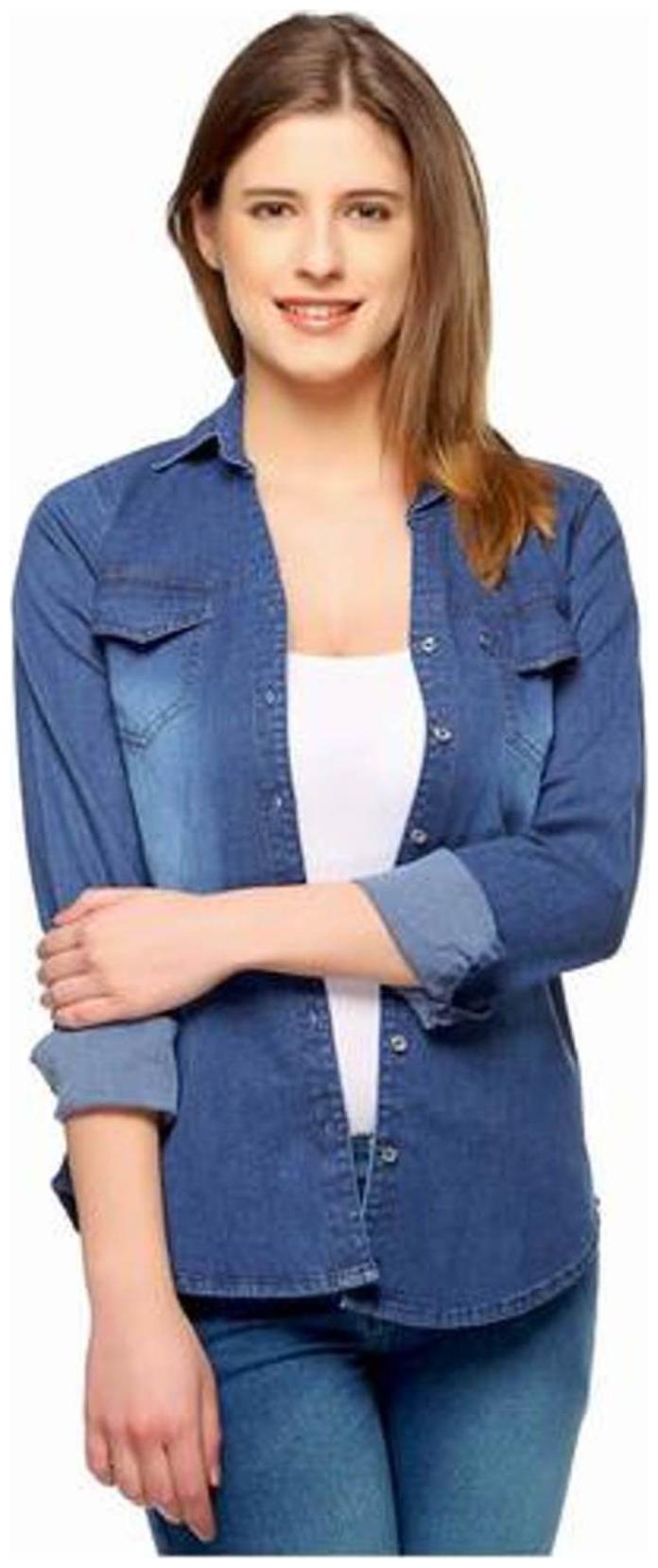 

Trendy frog Women Blue Floral Regular Fit Shirt