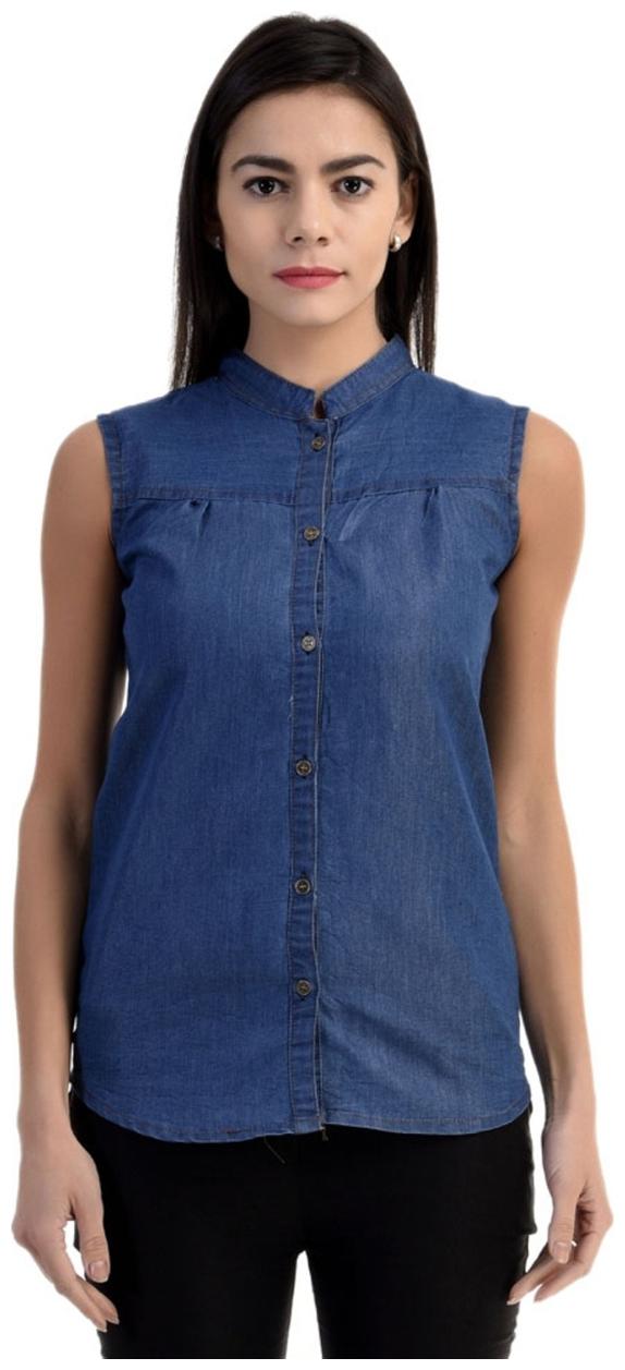 

Trendy frog Women Solid A-line top - Blue