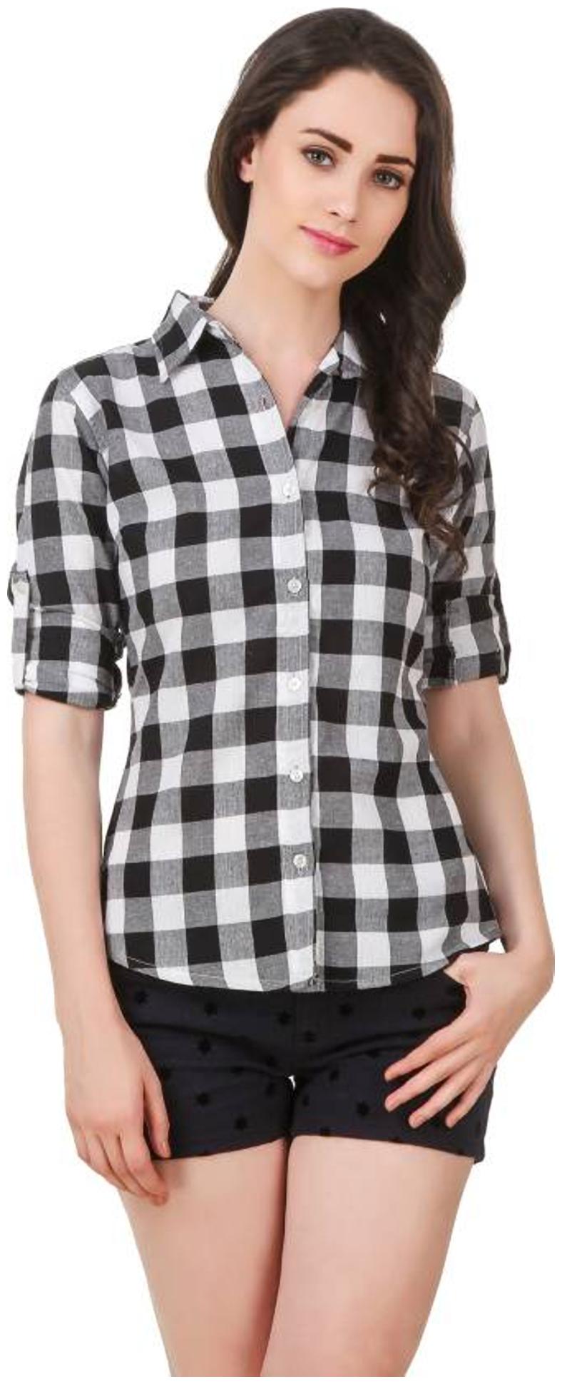 

Trendy frog Women Multi Checked Slim Fit Shirt