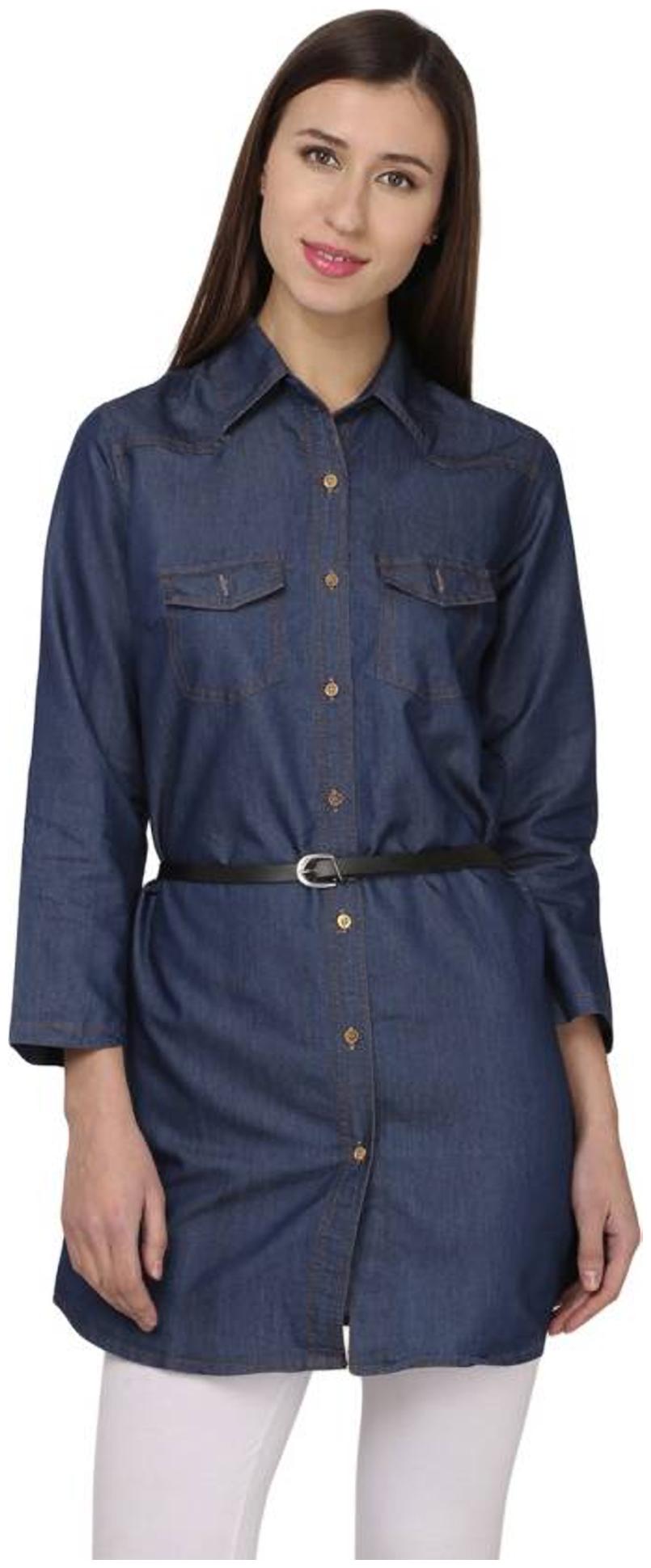 

Trendy frog Women Solid A-line top - Blue