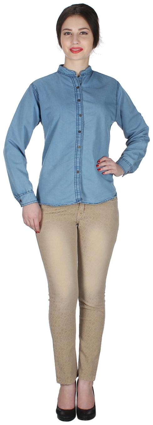 

Trendy frog Women Blue Solid Regular Fit Shirt