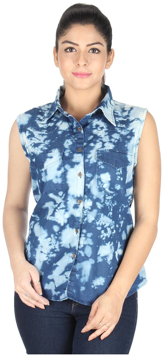 

Trendy frog Women Blue Solid Regular Fit Shirt