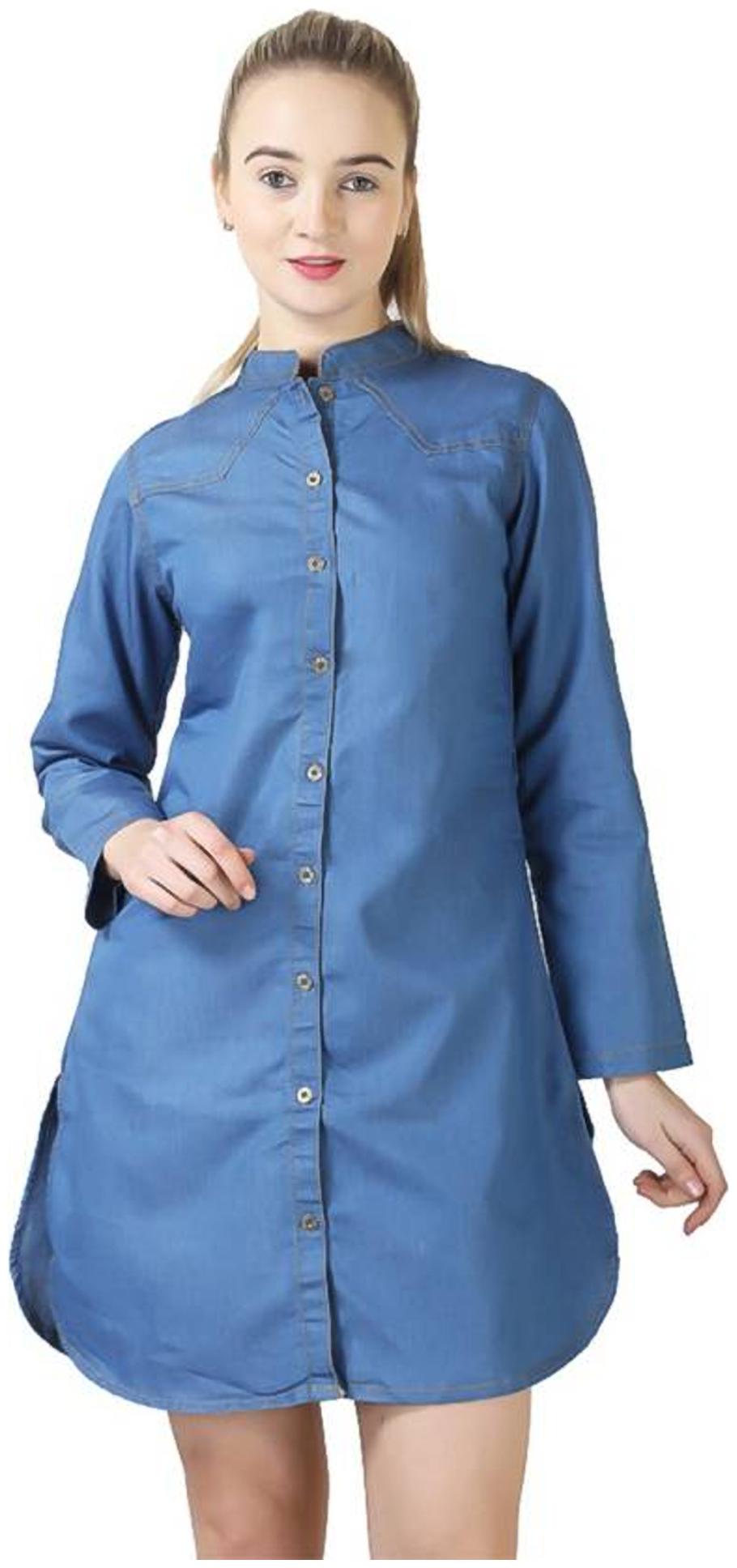 

Trendy frog Women Solid A-line top - Blue