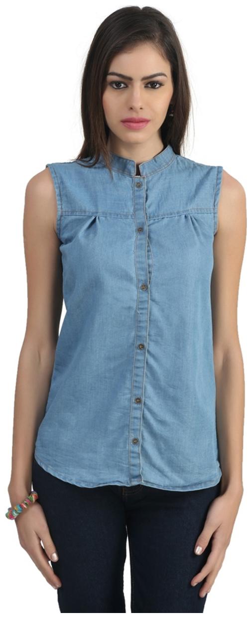 

Trendy frog Women Solid A-line top - Blue