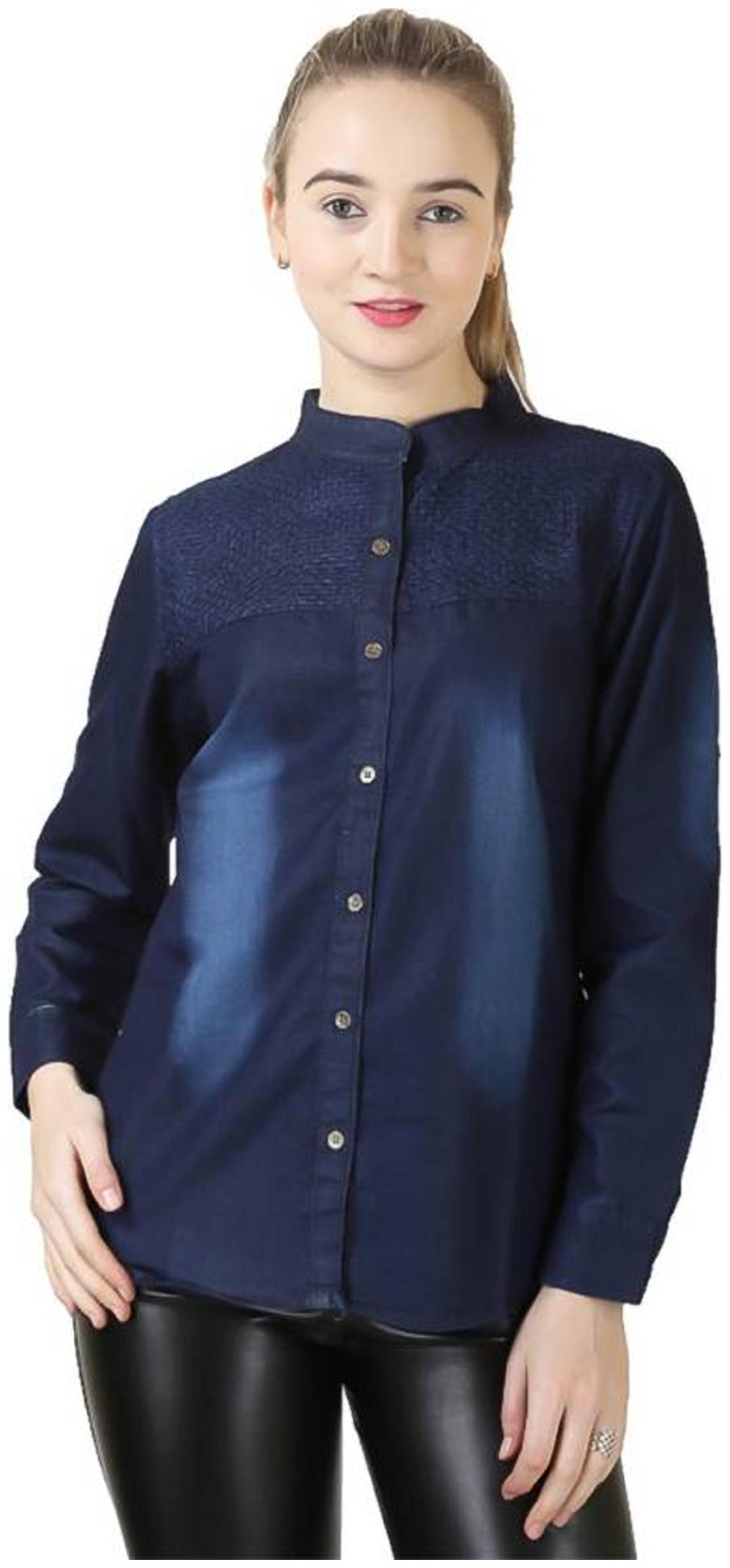 

Trendy frog Women Blue Solid Regular Fit Shirt