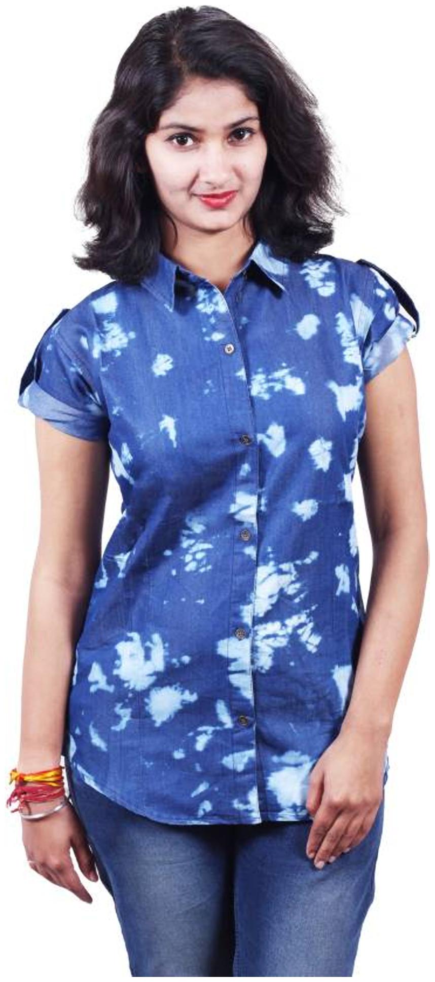 

Trendy frog Women Blue Solid Regular Fit Shirt