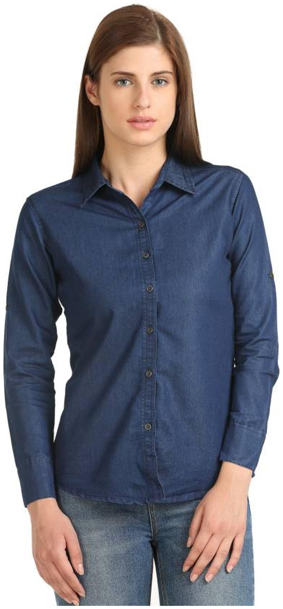 

Trendy frog Women Blue Printed Regular Fit Shirt