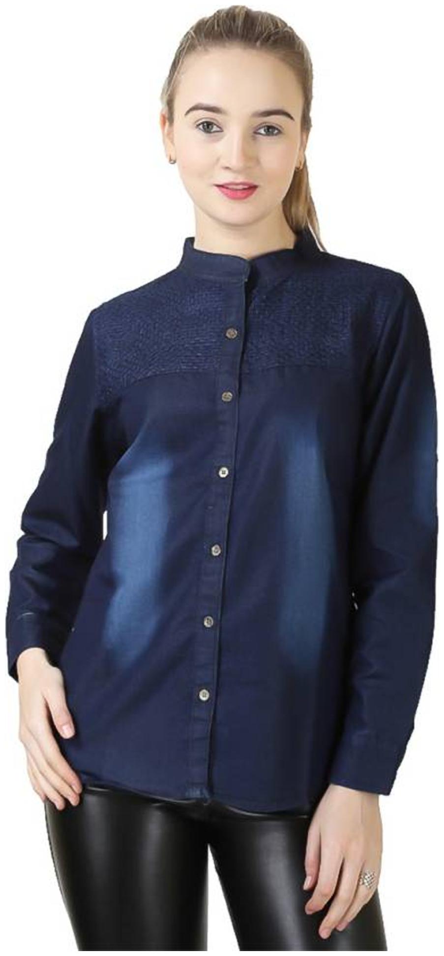 

Trendy frog Women Blue Solid Regular Fit Shirt